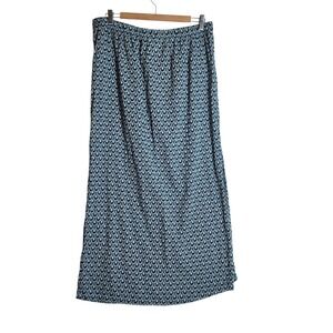 Loft Beach Womens Blue Geometric Fan Print Cotton Maxi Skirt Size Large